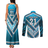 Custom Fiji Rugby Couples Matching Tank Maxi Dress and Long Sleeve Button Shirt Fijian Warrior With Polynesian Tribal Tattoos LT9 - Polynesian Pride