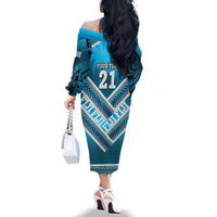 Custom Fiji Rugby Family Matching Off The Shoulder Long Sleeve Dress and Hawaiian Shirt Fijian Warrior With Polynesian Tribal Tattoos LT9 - Polynesian Pride