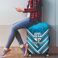 Custom Fiji Rugby Luggage Cover Fijian Warrior With Polynesian Tribal Tattoos