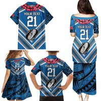 Custom Manuma Samoa Rugby Family Matching Puletasi and Hawaiian Shirt Ula fala Samoan Siva Tau Tribal LT9 - Polynesian Pride