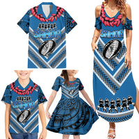 Custom Manuma Samoa Rugby Family Matching Summer Maxi Dress and Hawaiian Shirt Ula fala Samoan Siva Tau Tribal LT9 - Polynesian Pride