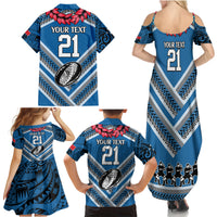 Custom Manuma Samoa Rugby Family Matching Summer Maxi Dress and Hawaiian Shirt Ula fala Samoan Siva Tau Tribal LT9 - Polynesian Pride