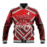 Custom Tonga Rugby Baseball Jacket Tonga Sipi Tau Ngatu Tribal Pattern
