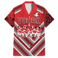 Custom Tonga Rugby Family Matching Off The Shoulder Long Sleeve Dress and Hawaiian Shirt Tonga Sipi Tau Ngatu Tribal Pattern LT9 Dad's Shirt - Short Sleeve Red - Polynesian Pride