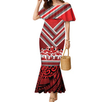 Custom Tonga Rugby Mermaid Dress Tonga Sipi Tau Ngatu Tribal Pattern LT9 Women Red - Polynesian Pride