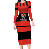 New Zealand Rugby Pacific Custom Family Matching Long Sleeve Bodycon Dress and Hawaiian Shirt Whatumoana Classic Retro 2025 LT9 Mom's Dress Red - Polynesian Pride