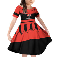 New Zealand Rugby Pacific Custom Family Matching Off Shoulder Short Dress and Hawaiian Shirt Whatumoana Classic Retro 2025 LT9 Daughter's Dress Red - Polynesian Pride