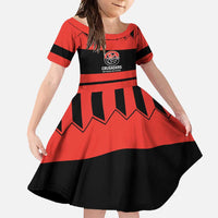 New Zealand Rugby Pacific Custom Family Matching Tank Maxi Dress and Hawaiian Shirt Whatumoana Classic Retro 2025 LT9 Daughter's Dress Red - Polynesian Pride