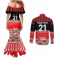 New Zealand Rugby Pacific Custom Couples Matching Mermaid Dress and Long Sleeve Button Shirt Whatumoana Maori Kowhaiwhai Pattern LT9 - Polynesian Pride
