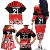 New Zealand Rugby Pacific Custom Family Matching Off The Shoulder Long Sleeve Dress and Hawaiian Shirt Whatumoana Maori Kowhaiwhai Pattern LT9 - Polynesian Pride