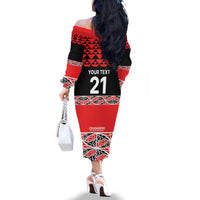 New Zealand Rugby Pacific Custom Family Matching Off The Shoulder Long Sleeve Dress and Hawaiian Shirt Whatumoana Maori Kowhaiwhai Pattern LT9 - Polynesian Pride