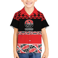 New Zealand Rugby Pacific Custom Family Matching Off The Shoulder Long Sleeve Dress and Hawaiian Shirt Whatumoana Maori Kowhaiwhai Pattern LT9 Son's Shirt Blue - Polynesian Pride