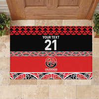 New Zealand Rugby Pacific Custom Rubber Doormat Whatumoana Maori Kowhaiwhai Pattern LT9 Blue - Polynesian Pride