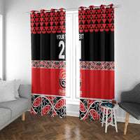New Zealand Rugby Pacific Custom Window Curtain Whatumoana Maori Kowhaiwhai Pattern LT9 With Grommets Blue - Polynesian Pride