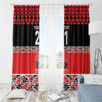 New Zealand Rugby Pacific Custom Window Curtain Whatumoana Maori Kowhaiwhai Pattern LT9 - Polynesian Pride