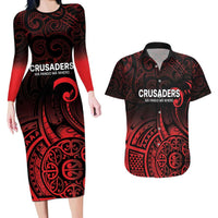 New Zealand Rugby Pacific Custom Couples Matching Long Sleeve Bodycon Dress and Hawaiian Shirt Whatumoana Maori Tribal Tattoo LT9 Gold - Polynesian Pride