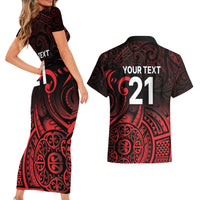New Zealand Rugby Pacific Custom Couples Matching Short Sleeve Bodycon Dress and Hawaiian Shirt Whatumoana Maori Tribal Tattoo LT9 - Polynesian Pride