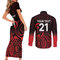 New Zealand Rugby Pacific Custom Couples Matching Short Sleeve Bodycon Dress and Long Sleeve Button Shirt Whatumoana Maori Tribal Tattoo LT9 - Polynesian Pride