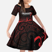 New Zealand Rugby Pacific Custom Family Matching Long Sleeve Bodycon Dress and Hawaiian Shirt Whatumoana Maori Tribal Tattoo LT9 Daughter's Dress Gold - Polynesian Pride