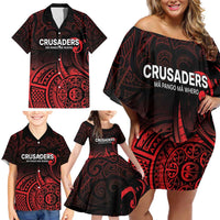 New Zealand Rugby Pacific Custom Family Matching Off Shoulder Short Dress and Hawaiian Shirt Whatumoana Maori Tribal Tattoo LT9 - Polynesian Pride