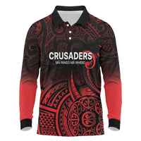 New Zealand Rugby Pacific Custom Long Sleeve Polo Shirt Whatumoana Maori Tribal Tattoo LT9 Gold - Polynesian Pride