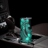 Polynesian Tribal Plumeria Flowers Skinny Tumbler Aqua Vibe