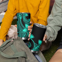 Polynesian Tribal Plumeria Flowers Tumbler Cup Aqua Vibe