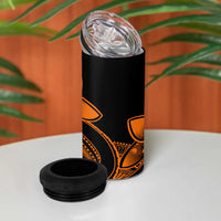 Polynesian Tribal Plumeria Flowers 4 in 1 Can Cooler Tumbler Gold Vibe