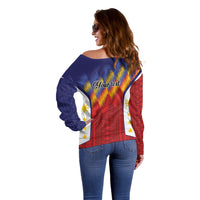 Personalized Philippines Eight Rays Sun Off Shoulder Sweater Traditional Filipino Igorot Pattern Motif