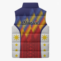Personalized Philippines Eight Rays Sun Sleeveless Puffer Jacket Traditional Filipino Igorot Pattern Motif