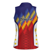 Personalized Philippines Eight Rays Sun Women Sleeveless Polo Shirt Traditional Filipino Igorot Pattern Motif