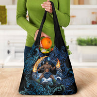 Samoa Siva Afi Grocery Bag Fireknife Fire Dance Pacific Tribal Motif