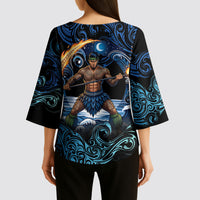 Samoa Siva Afi Kimono Sleeve Blouse Fireknife Fire Dance Pacific Tribal Motif