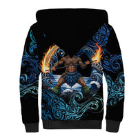 Samoa Siva Afi Sherpa Hoodie Fireknife Fire Dance Pacific Tribal Motif