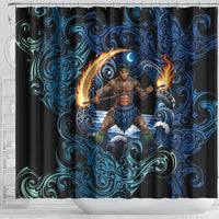 Samoa Siva Afi Shower Curtain Fireknife Fire Dance Pacific Tribal Motif