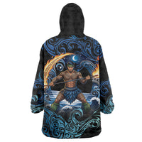 Samoa Siva Afi Wearable Blanket Hoodie Fireknife Fire Dance Pacific Tribal Motif
