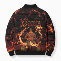 Samoa Siva Afi Dance Fireknife Bomber Puffer Jacket Polynesian Heritage Fire Dance