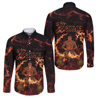 Samoa Siva Afi Dance Fireknife Family Matching Off Shoulder Maxi Dress and Hawaiian Shirt Polynesian Heritage Fire Dance