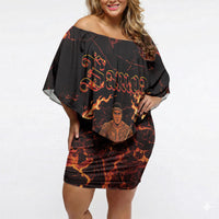 Samoa Siva Afi Dance Fireknife Off Shoulder Short Dress Polynesian Heritage Fire Dance