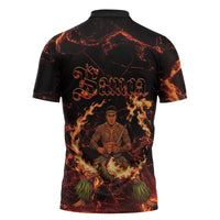 Samoa Siva Afi Dance Fireknife Zipper Polo Shirt Polynesian Heritage Fire Dance