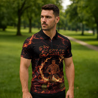 Samoa Siva Afi Dance Fireknife Zipper Polo Shirt Polynesian Heritage Fire Dance