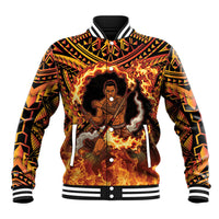 Samoa Siva Afi Dance Fireknife Baseball Jacket Samoan Tribal Motif Dancing in the Fire