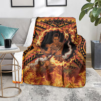 Samoa Siva Afi Dance Fireknife Blanket Samoan Tribal Motif Dancing in the Fire