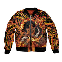 Samoa Siva Afi Dance Fireknife Bomber Jacket Samoan Tribal Motif Dancing in the Fire