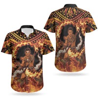 Samoa Siva Afi Dance Fireknife Couples Matching Mermaid Dress and Hawaiian Shirt Samoan Tribal Motif Dancing in the Fire