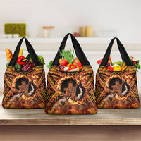 Samoa Siva Afi Dance Fireknife Grocery Bag Samoan Tribal Motif Dancing in the Fire