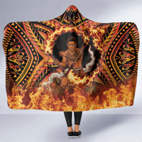 Samoa Siva Afi Dance Fireknife Hooded Blanket Samoan Tribal Motif Dancing in the Fire