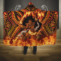 Samoa Siva Afi Dance Fireknife Hooded Blanket Samoan Tribal Motif Dancing in the Fire