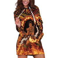 Samoa Siva Afi Dance Fireknife Hoodie Dress Samoan Tribal Motif Dancing in the Fire