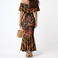 Samoa Siva Afi Dance Fireknife Mermaid Dress Samoan Tribal Motif Dancing in the Fire